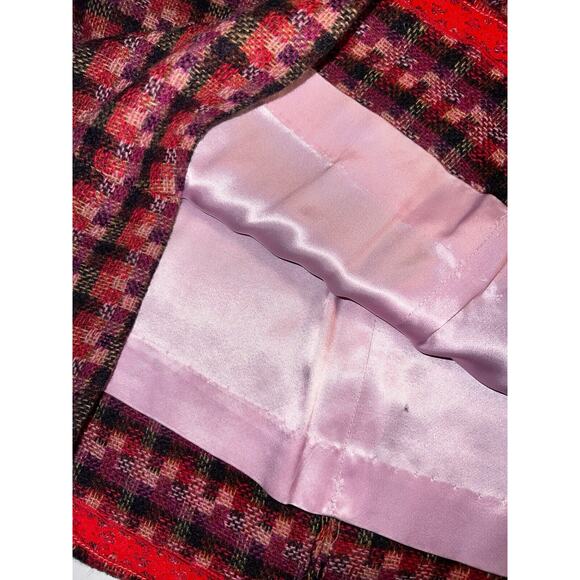 VINTAGE VOGUE PARIS ORGINAL HANDMADE PINK WOOL BLAZER SKIRT SUIT 2 PIECE SMALL S - Picture 5 of 8